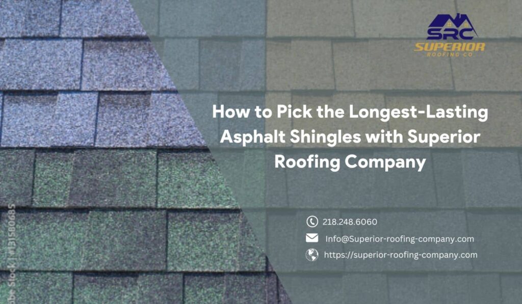 Close-up of durable asphalt shingles installed on a roof, showcasing long-lasting materials by Superior Roofing Company in Duluth, MN