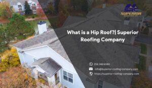 Example of a hip roof with four sloping sides, installed by Superior Roofing Company for weather resistance and durability.